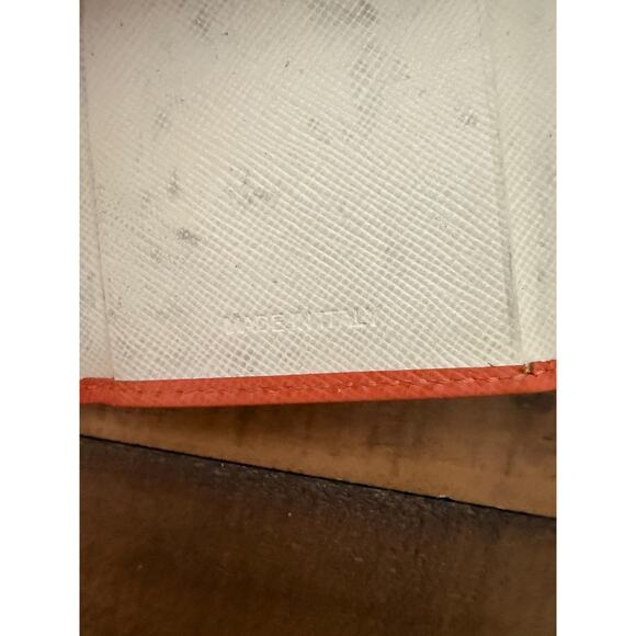 Prada Key Holder Wallet Women's Orange Saffiano Leather Made Italy Gold Hardware - Picture 11 of 13